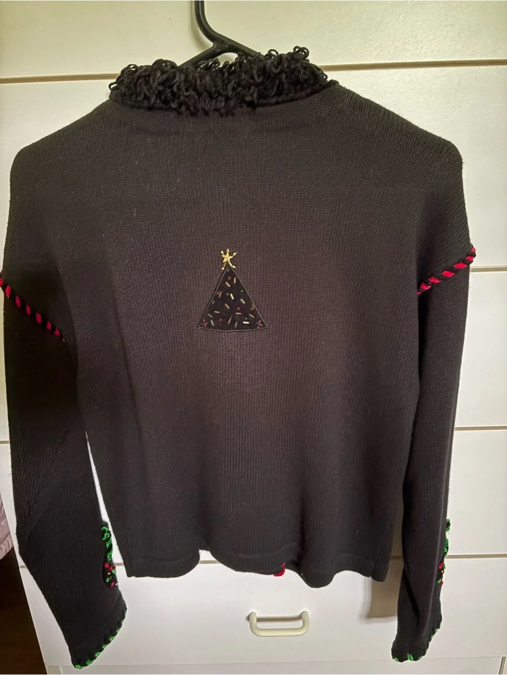 Beefeater Black Embellished Holiday Cardigan Sweater
